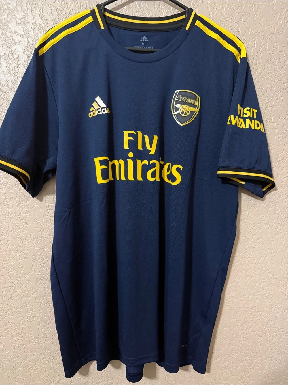 adidas Kids Navy and Yellow Arsenal Fly Emirates Soccer Jersey